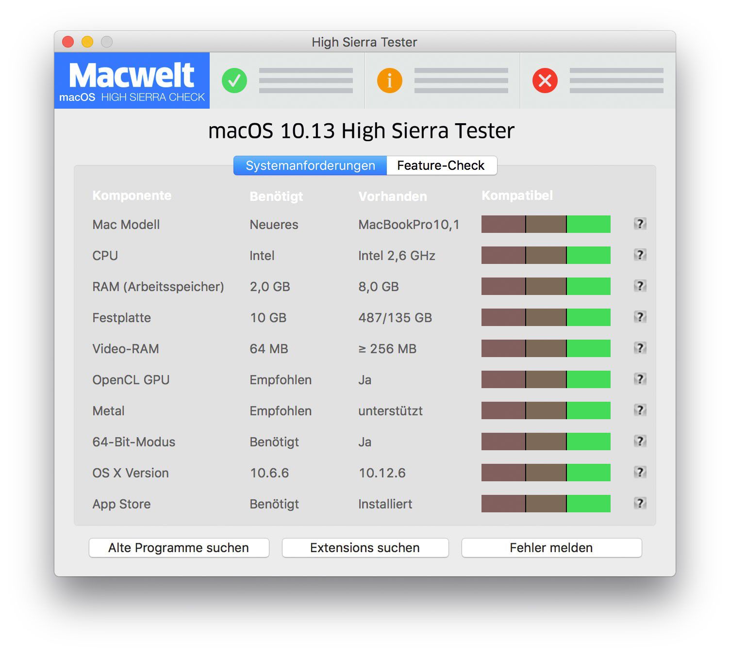 MacweltTester findet 32BitApps auf dem Mac Macwelt