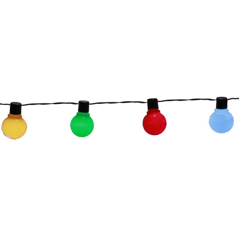 Led Party Lichterkette LIGHTCHAIN bunt Kabel schwarz mit 16 Glühbirnen