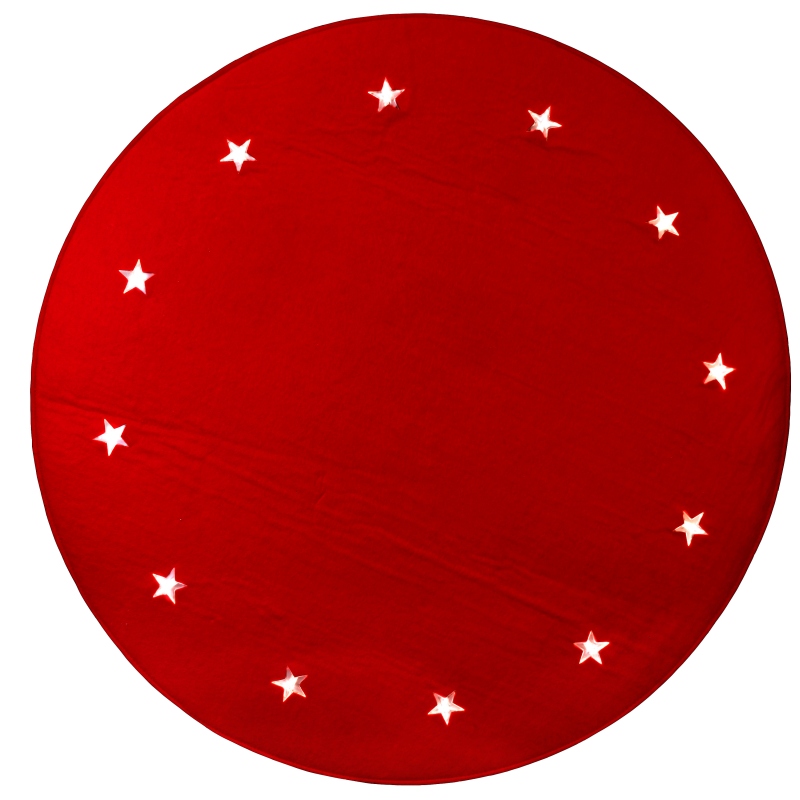 Led Weihnachtsbaum Teppich ROT mit beleuchteten Sternen, Baumteppich