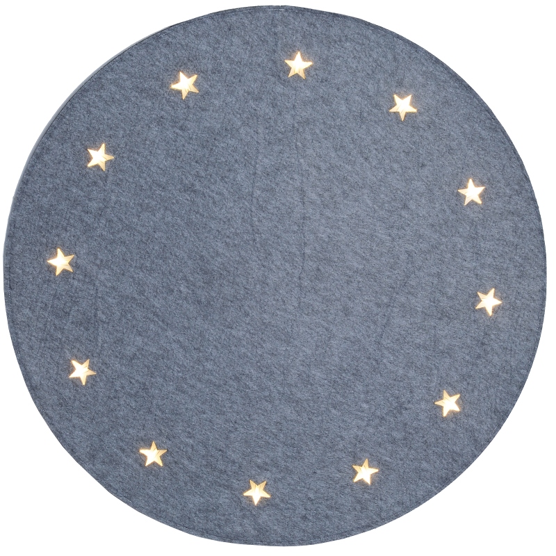 Led Weihnachtsbaum Teppich GRAU mit beleuchteten Sternen, Baumteppich