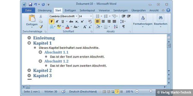 Die Gliederungsansicht in Word PCWELT