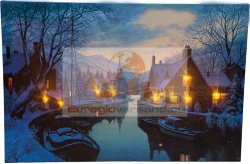 LED Leinwand Bild Winter Wonderland 9 LEDs 60x40cm Weihnachten Winter