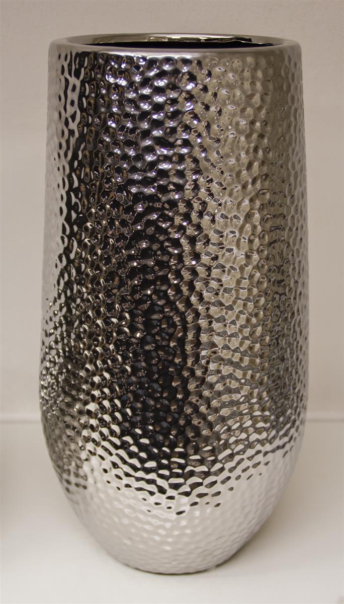Kaheku Vase CORO Hammerschlag Silber 38 cm Brilliant Hingucker Modern