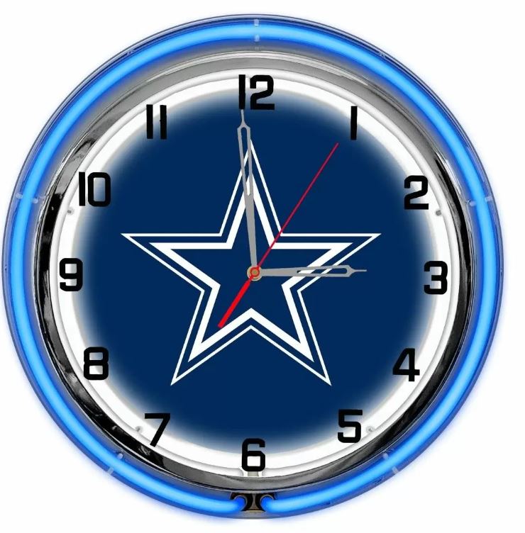 Dallas Cowboys 18in Neon Clock For Sale Billiards N More