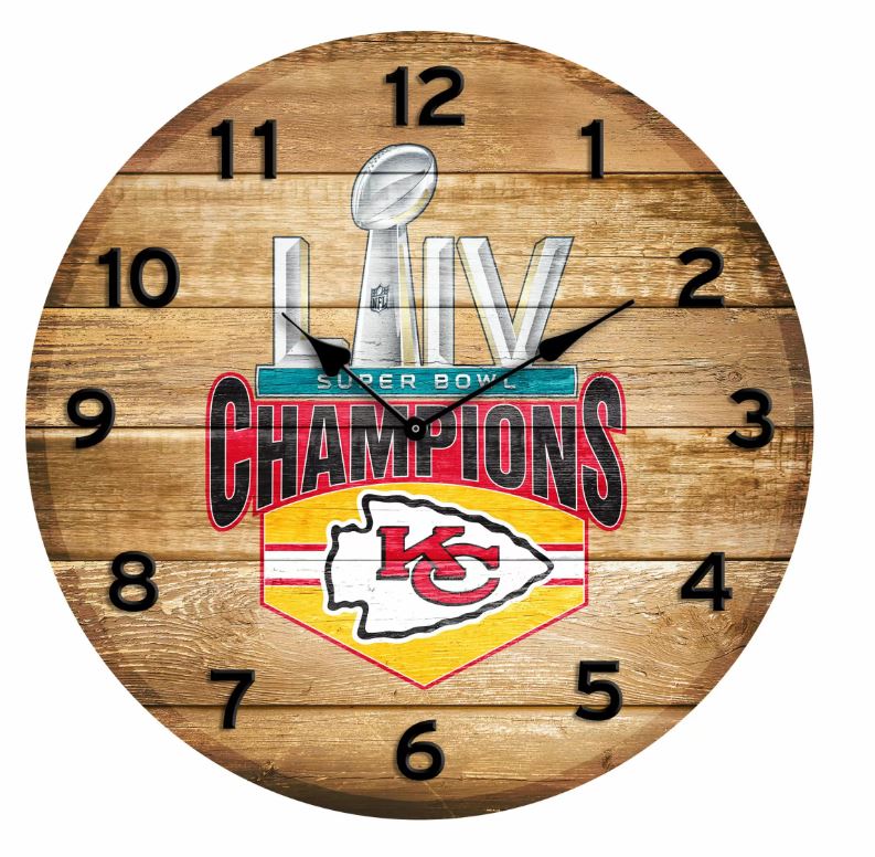 Kansas City Chiefs Superbowl Champions Oak Barrel Clock For Sale Billiards N More