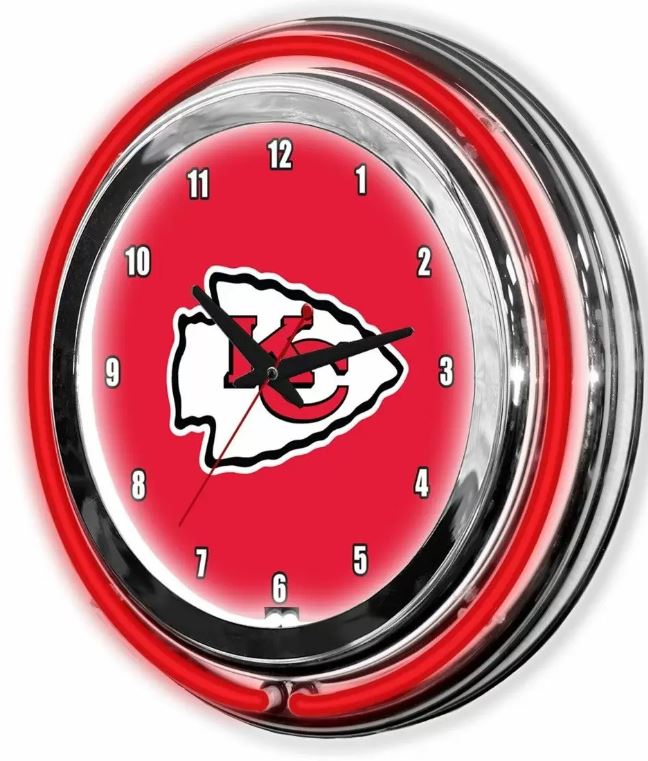 Kansas City Chiefs 14in Neon Clock For Sale Billiards N More