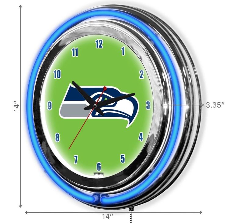 Seattle Seahawks 14in Neon Clock For Sale Billiards N More
