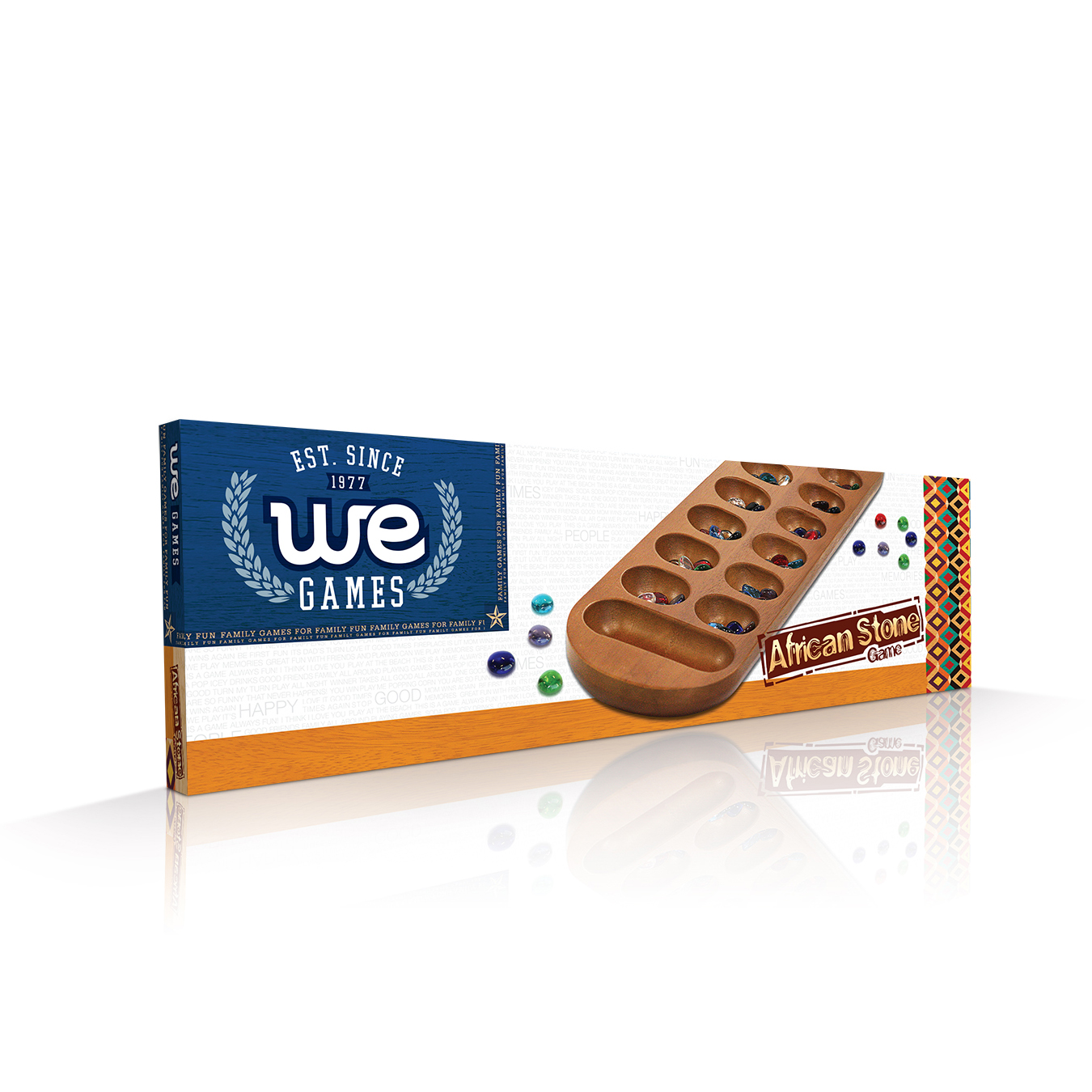 “Mancala” Coffee Table African Stone Game Solid Wood with Walnut