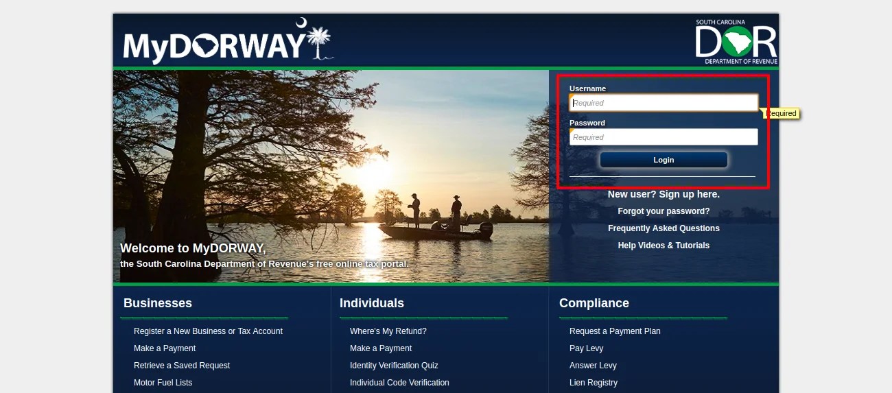 www.mydorway.dor.sc.gov South Carolina Sales Tax Payment
