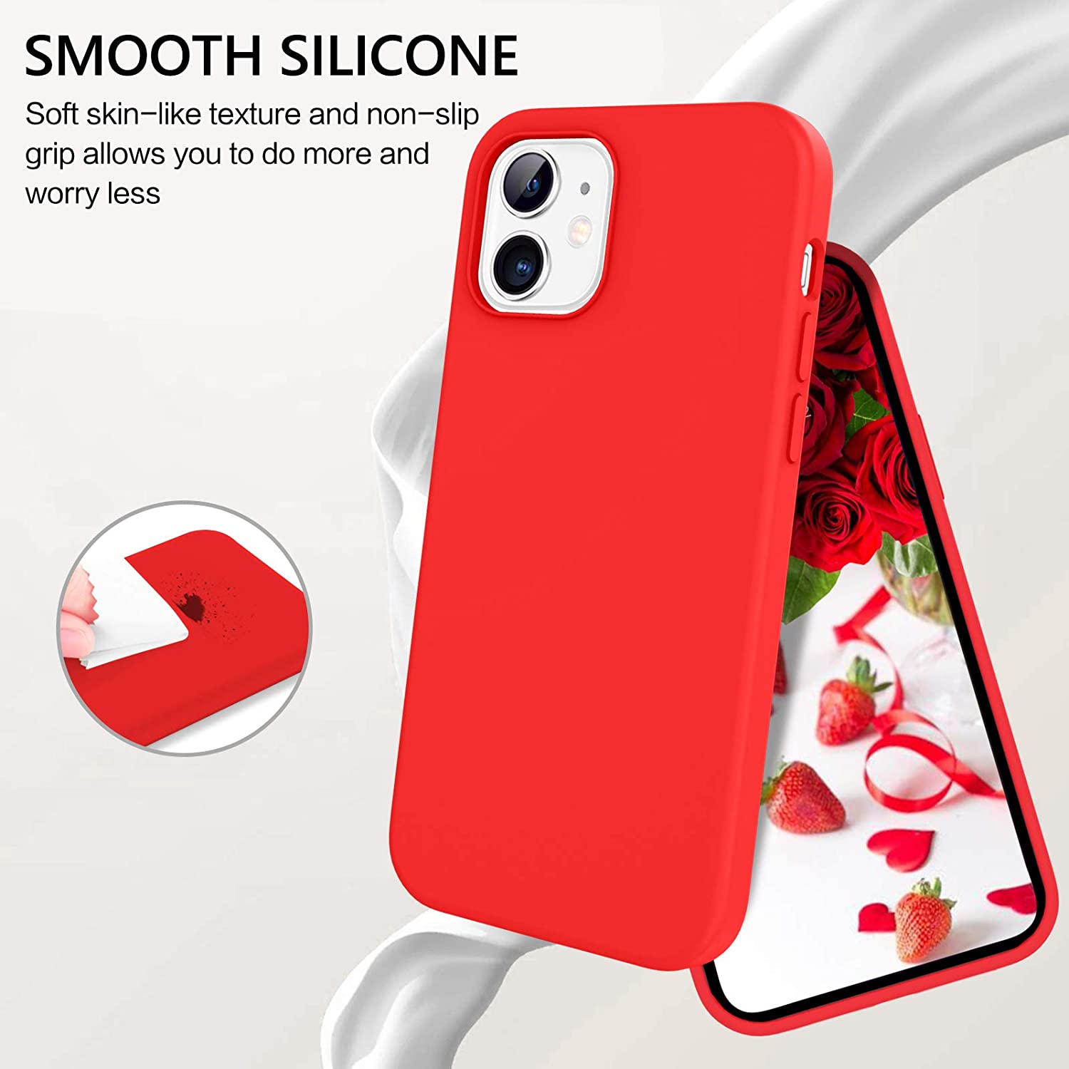 iPhone 12 Case iPhone 12 Pro Case 5G 12 6.1inch Liquid Silicone Cover Red Billu