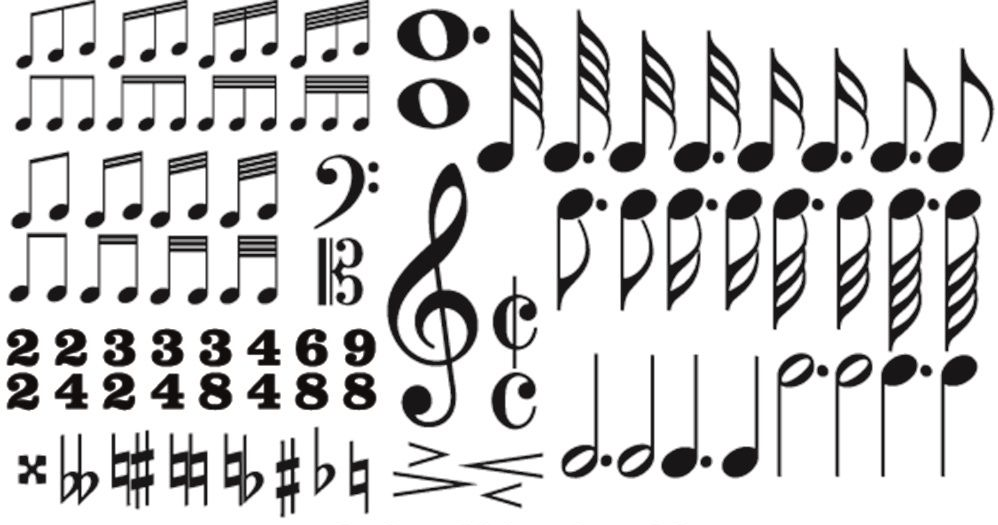 Musical figures on the staff. Value and measure