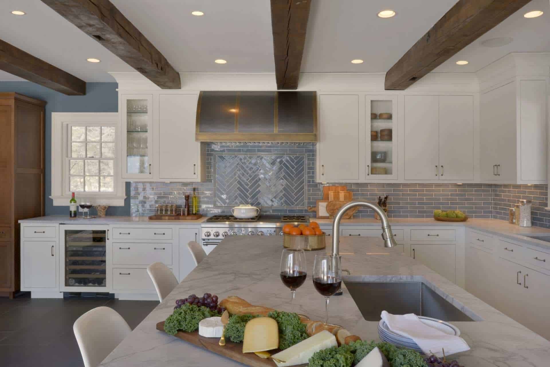 Exposed Beam Kitchen With Antique Accents Bilotta Kitchen & Home