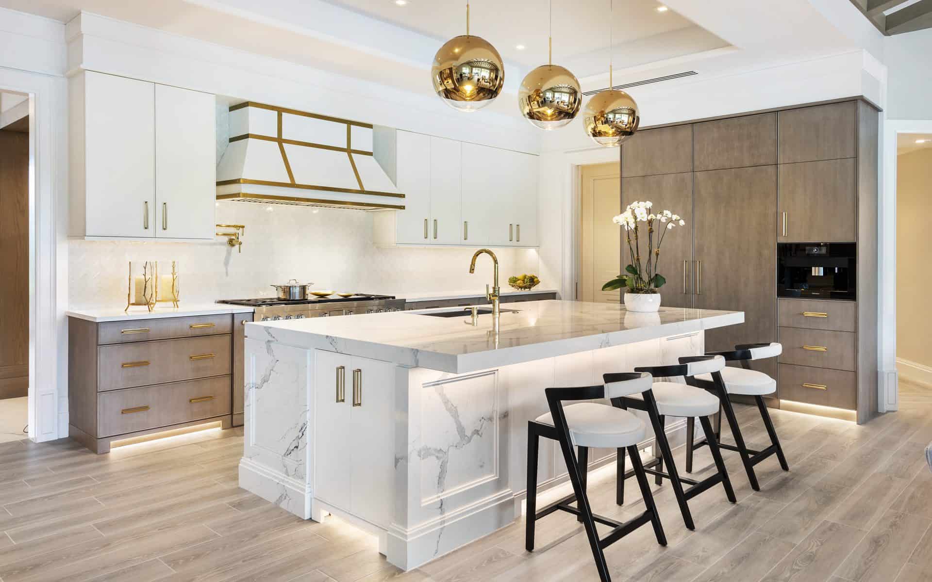Dramatic White & Gold Classic Kitchen Bilotta Kitchen & Home NY