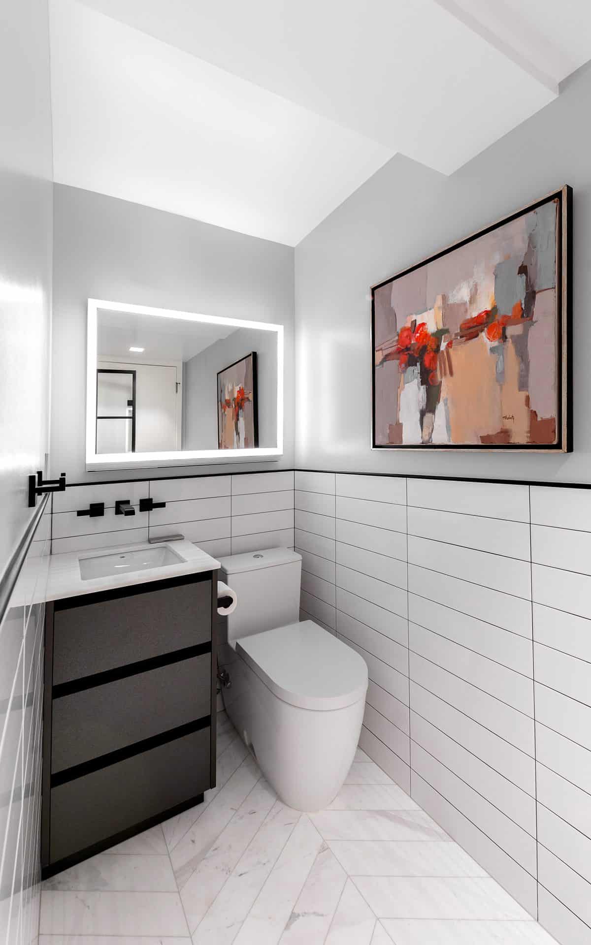 StatementMaking Black & White Bathroom Bilotta Kitchen & Home NY