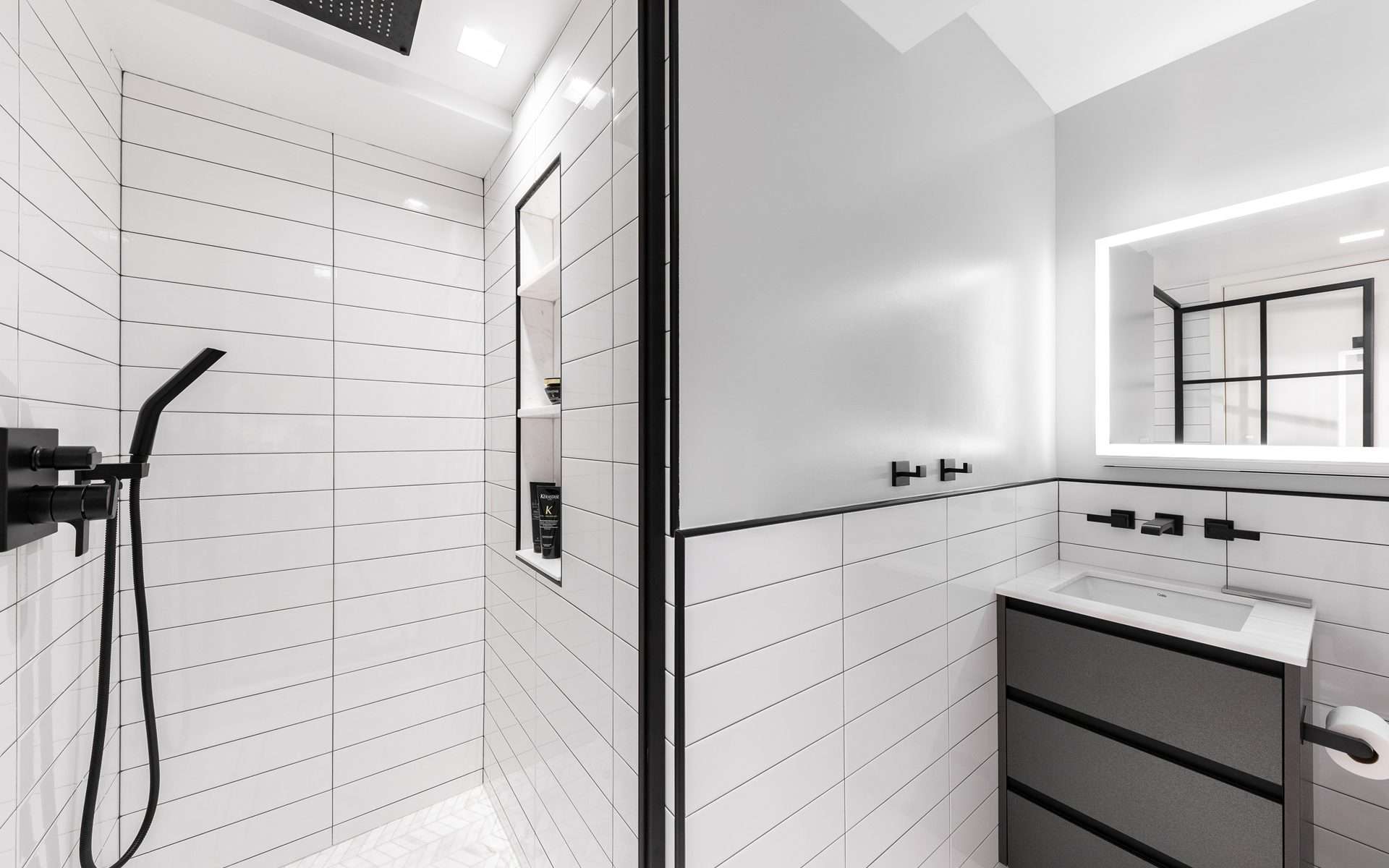 StatementMaking Black & White Bathroom Bilotta Kitchen & Home NY