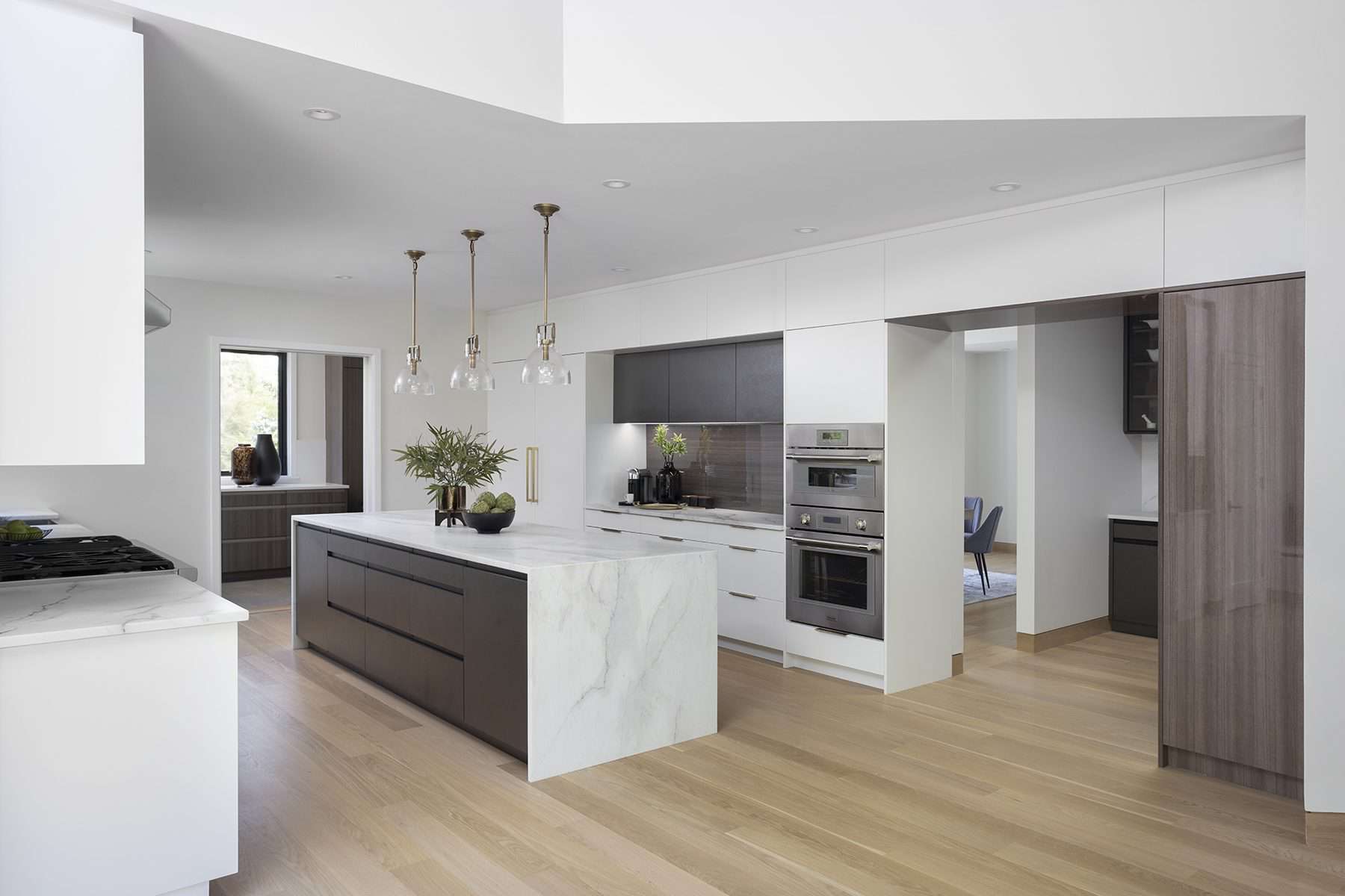 Sleek Contemporary White & Walnut Kitchen Bilotta Kitchen & Home