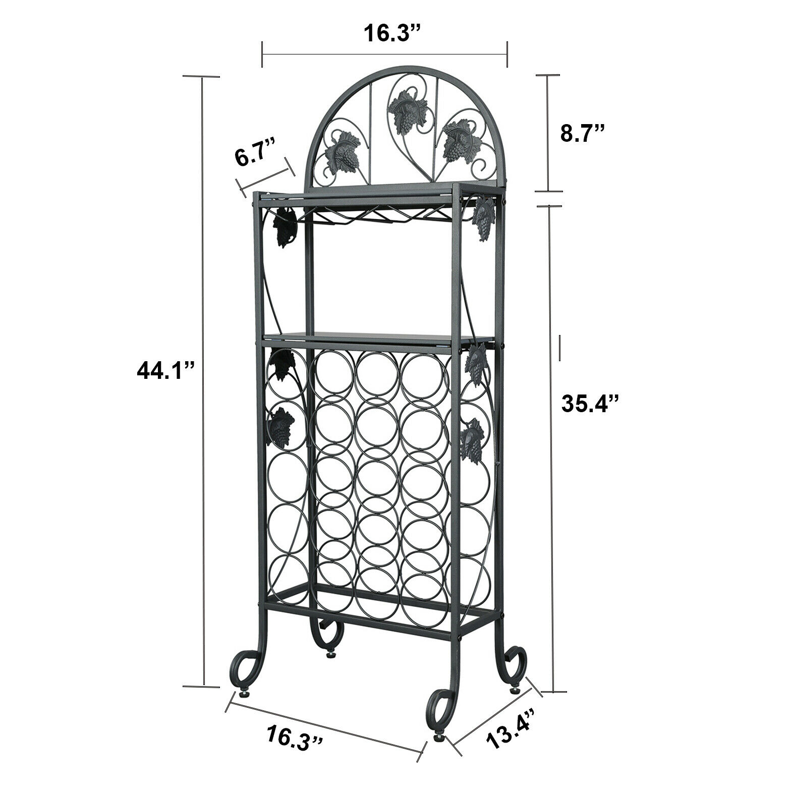 20 Wine Rack Table with Glass, Freestanding Floor Table with Marble