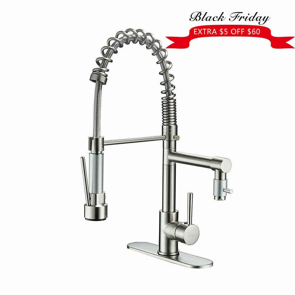 Ashford Farmhouse Kitchen Sink Faucet Pull Down Sprayer Brushed