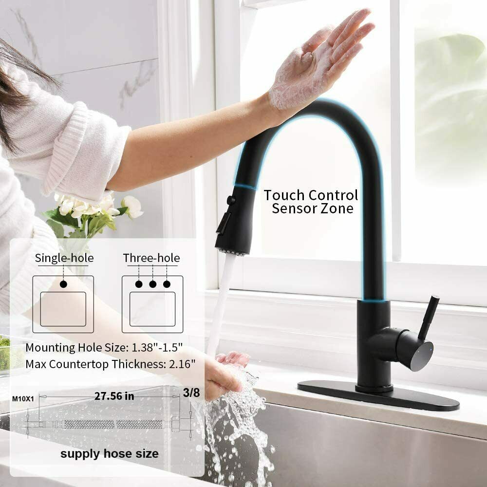 Ashford Sensor Touch Kitchen Sink Faucet Pull Down Sprayer Swivel Matte