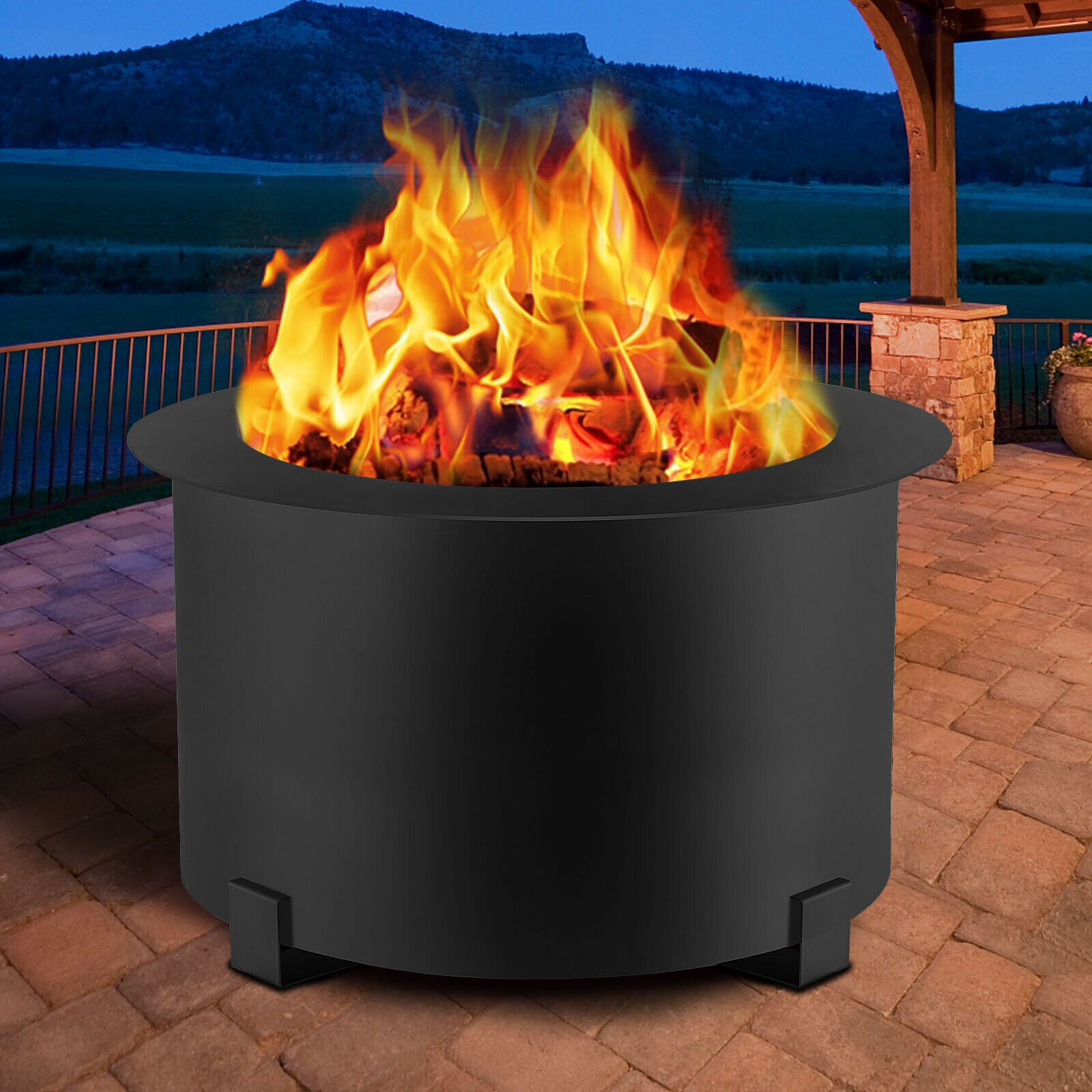 Vevor Smokeless Fire Pit Stove Bonfire 21.5 inch Carbon Steel Outdoor