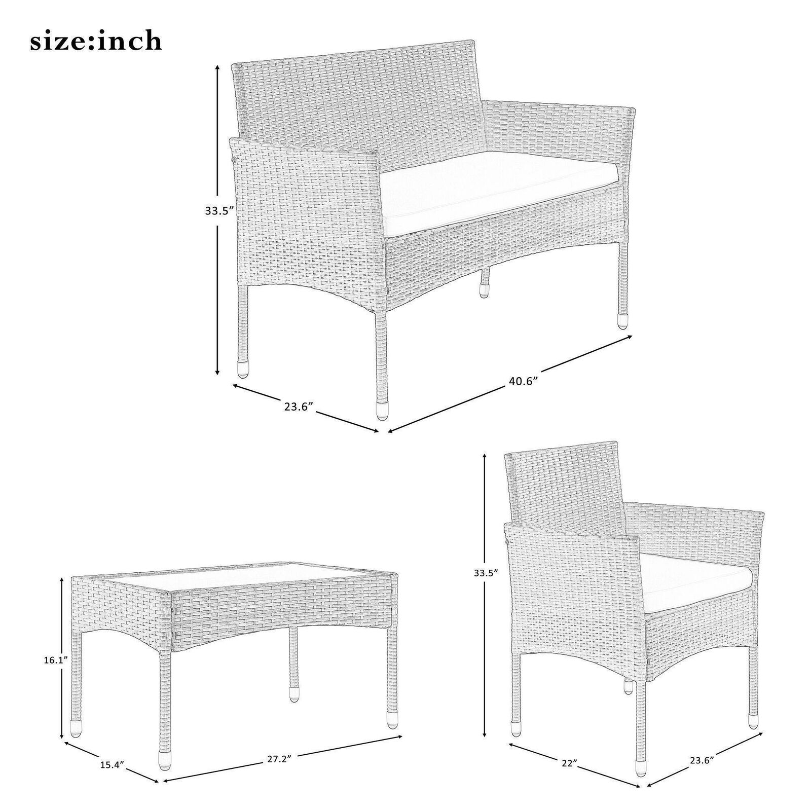 16 Piece Outdoor Rattan Wicker Patio Furniture Set BiltPros