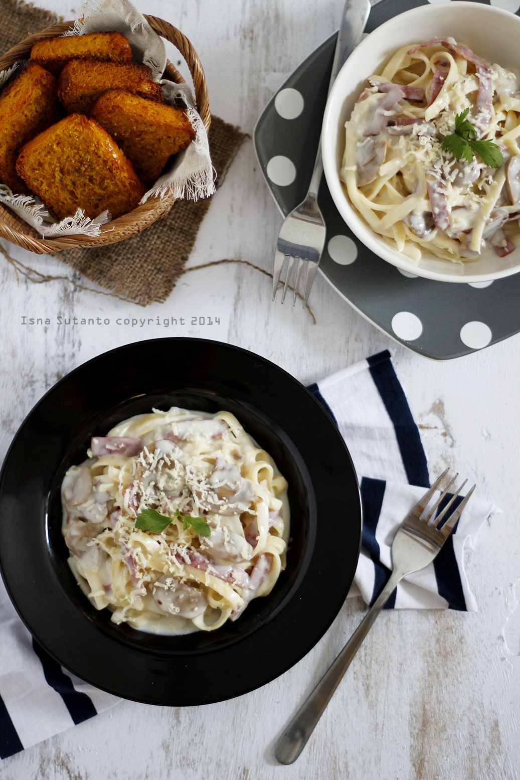 Fettucini Carbonara Smoke Beef MARI MENCOBA