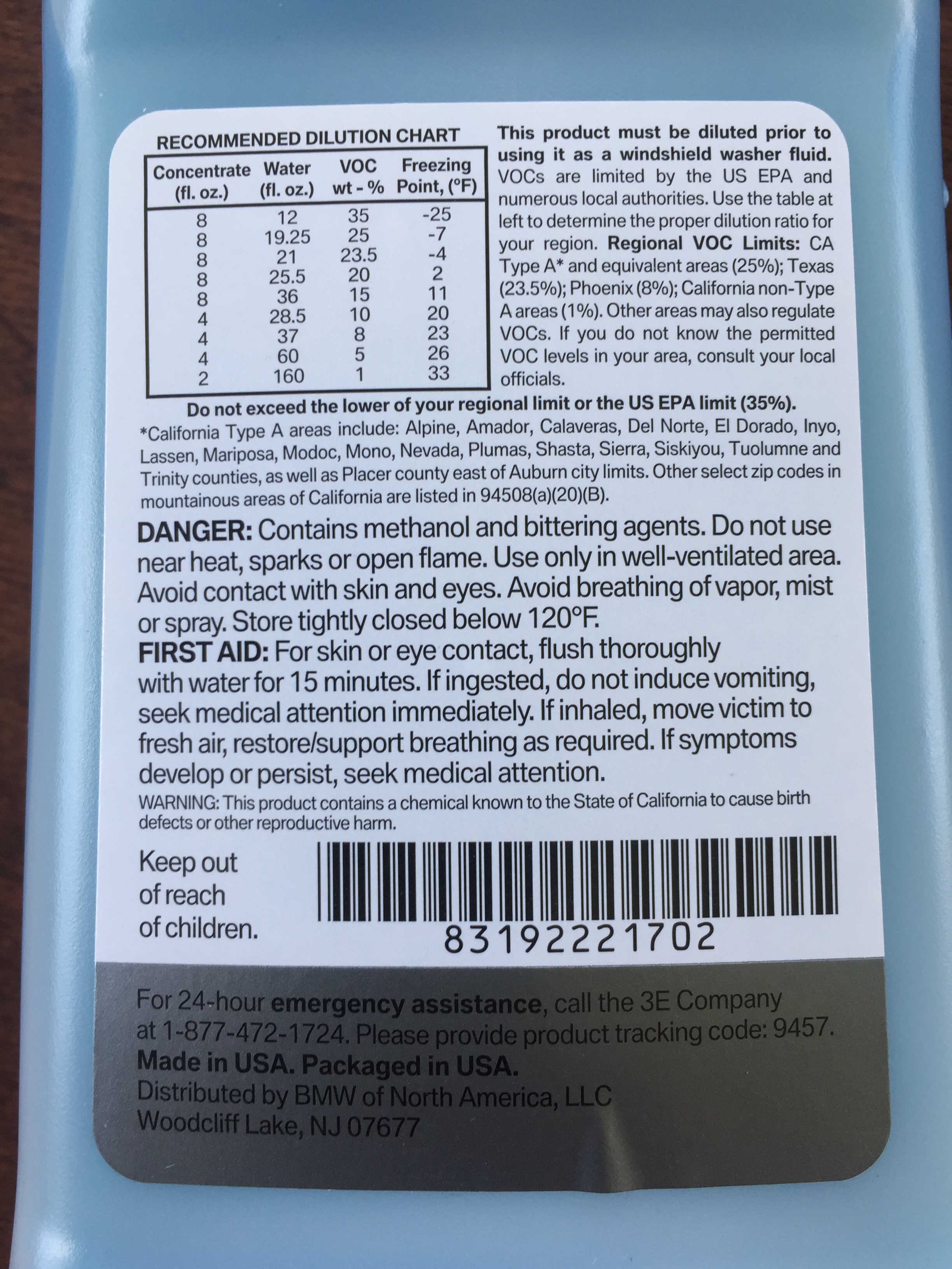 Don't use RainX Washer fluid in your BMW!