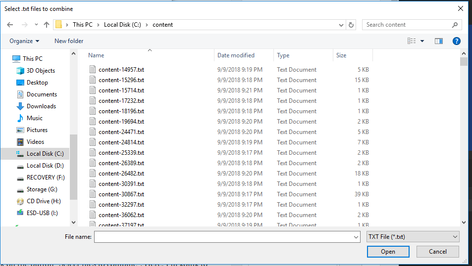 How To Combine Multiple Text Files (.txt) Into One Big File Binary