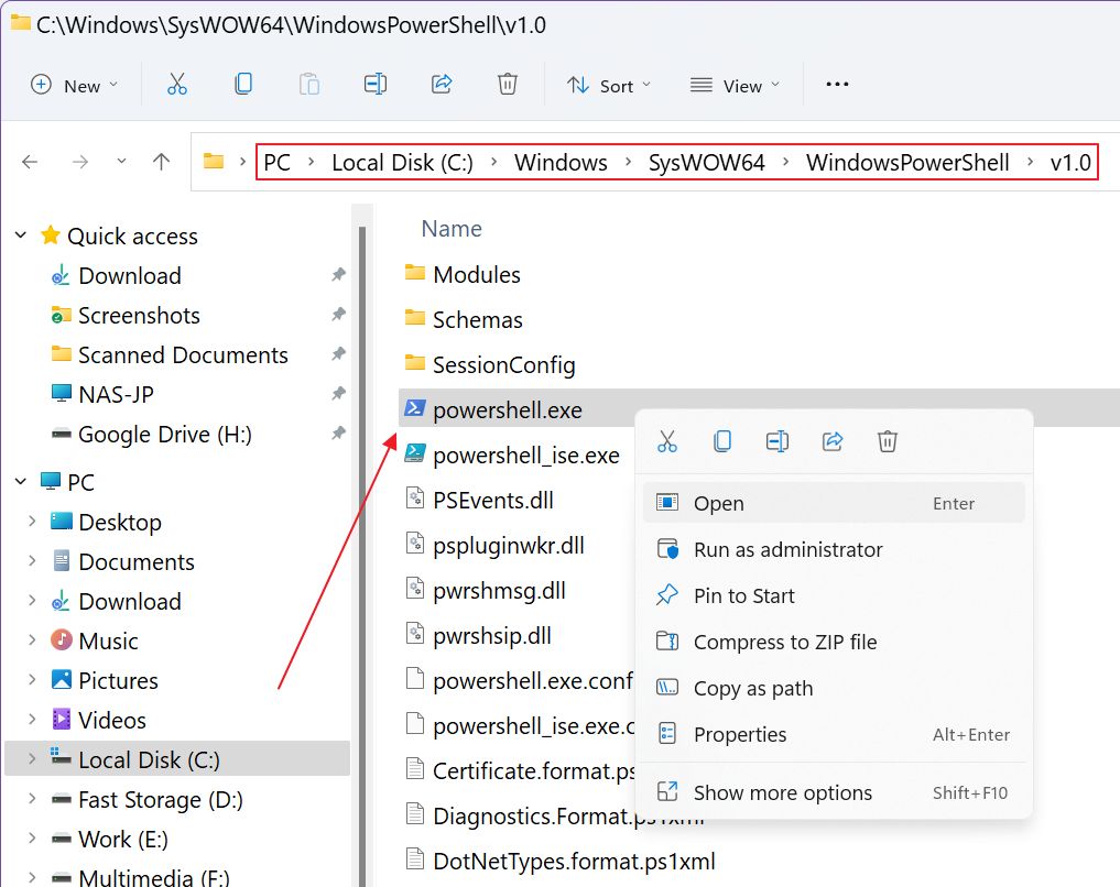 How to Open PowerShell in Windows More Options