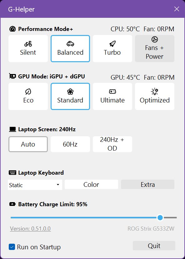 GHelper The Armoury Crate Alternative for ASUS Gaming Laptops