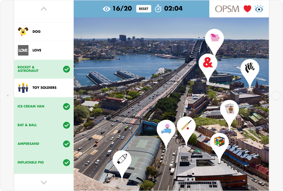 OPSM Eye Spy iPad App Design & Development Sydney Binary Studio