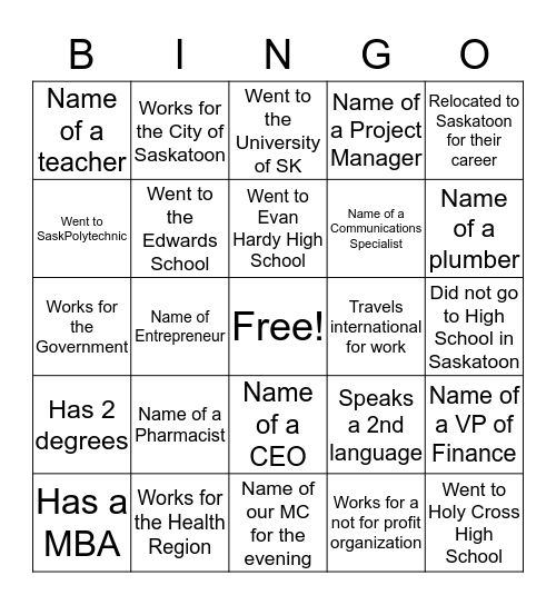 Connected Bingo Card