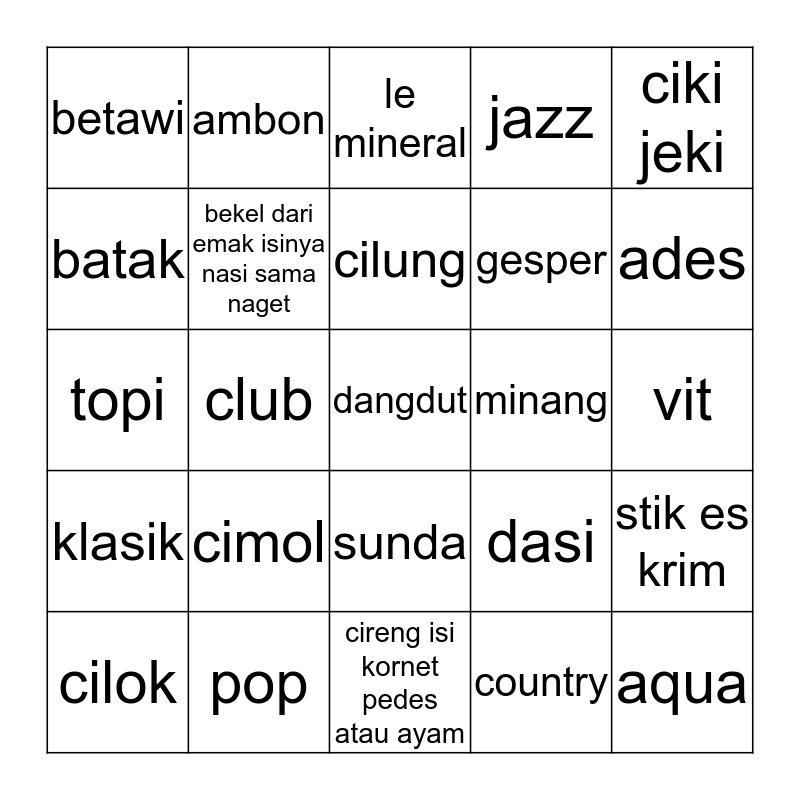 BANGSAT Bingo Card