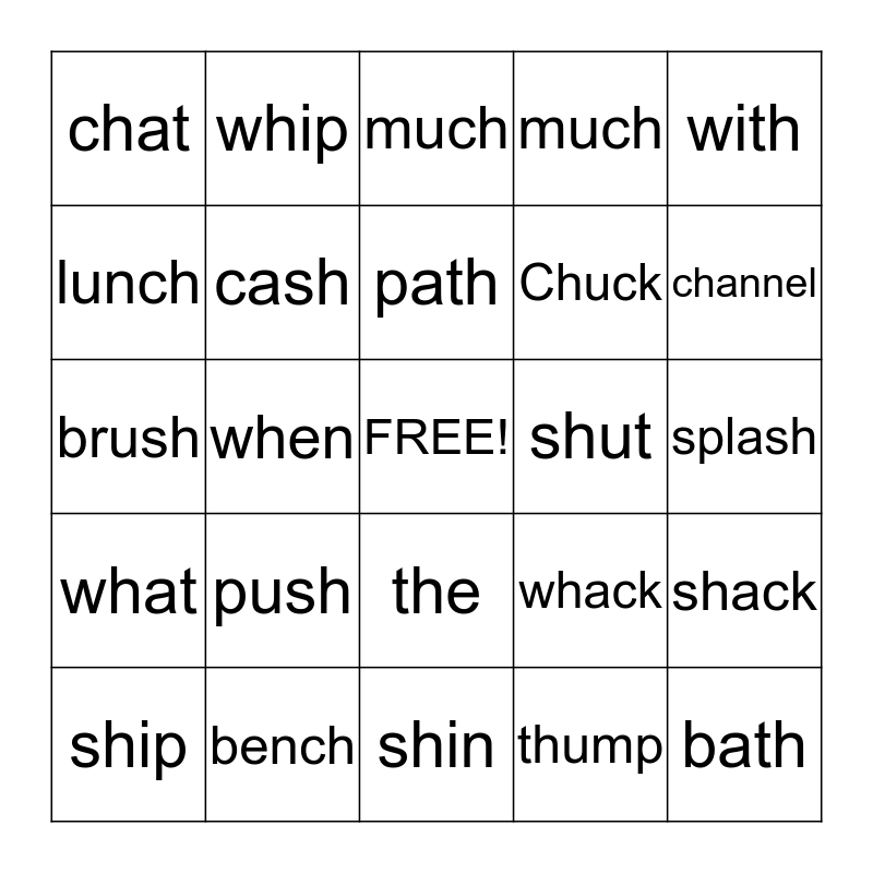 Action Reading Bingo Card