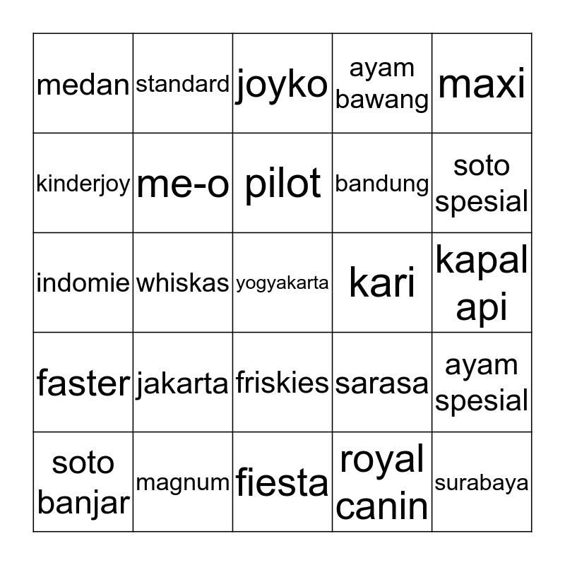 bangsat Bingo Card