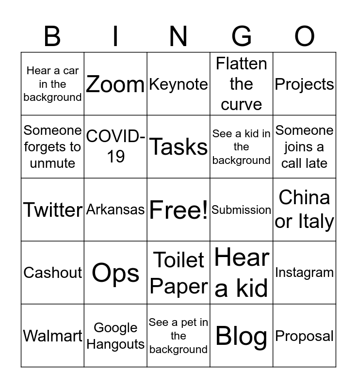 Field Agent Bingo Card