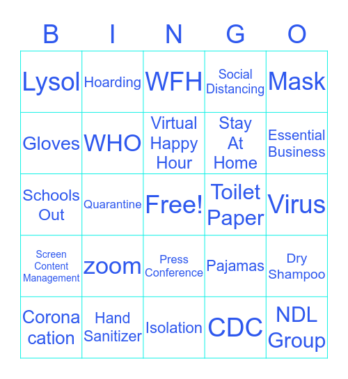 Property Manager's Quarantine Bingo Card