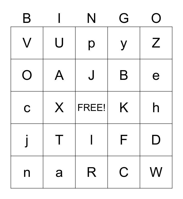 ABC Bingo Card