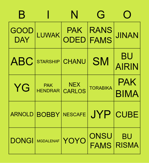 MARK! Bingo Card