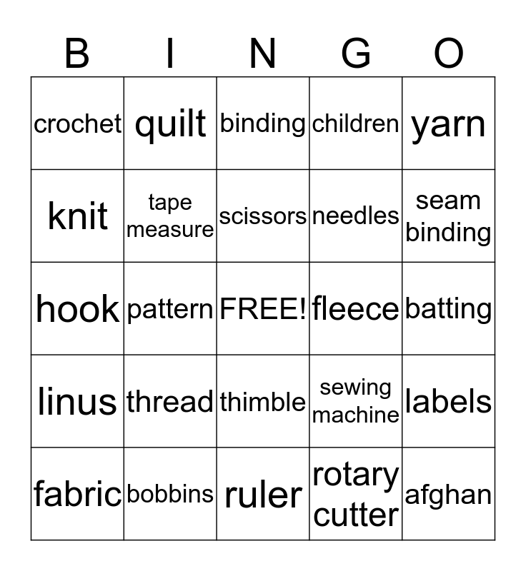 PROJECT LINUS Bingo Card