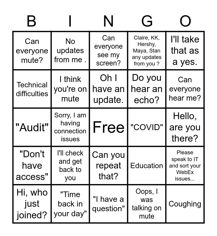Webex BINGO Card