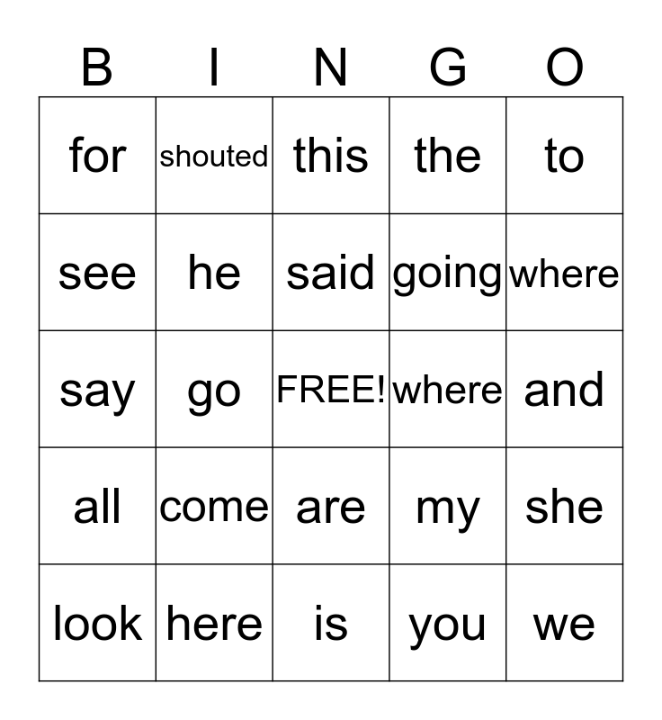 camera words Bingo Card