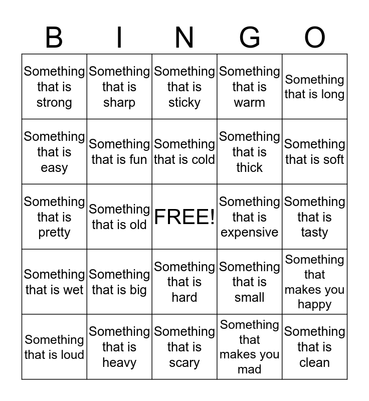Name Something! Bingo Card