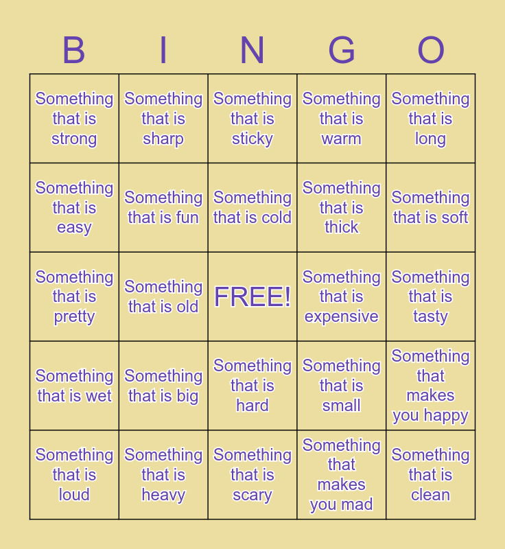 Name Something! Bingo Card