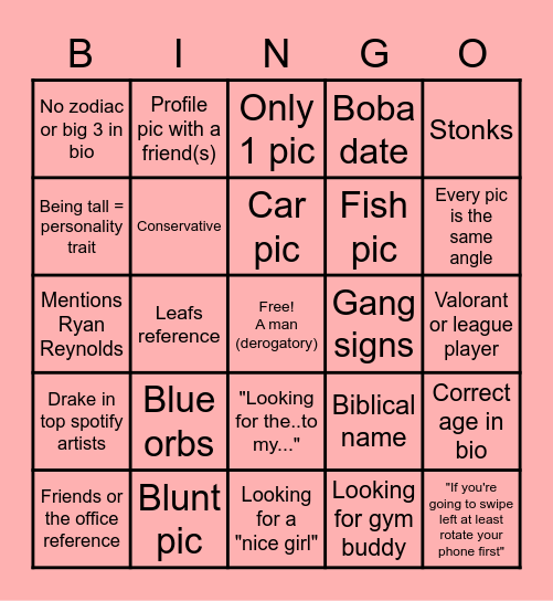 Red Flags Bingo Card