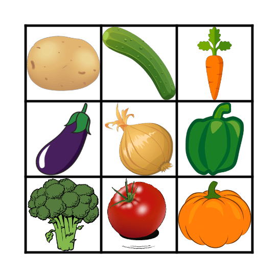 Vegetables Bingo Card