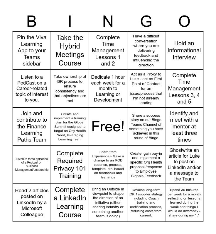 Mark Bingo Card