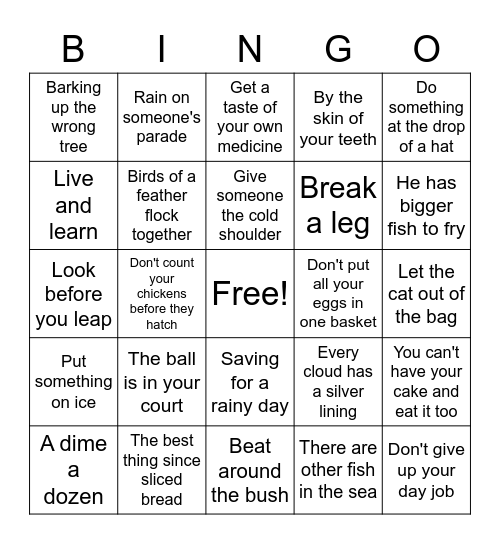 Figurative Language Bingo Card