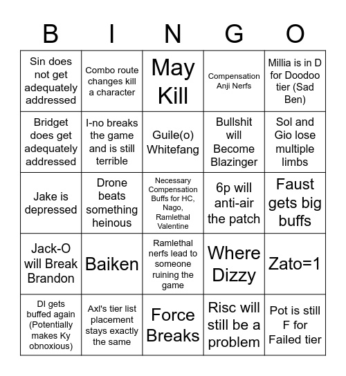 Patch Bingo Time Bingo Card