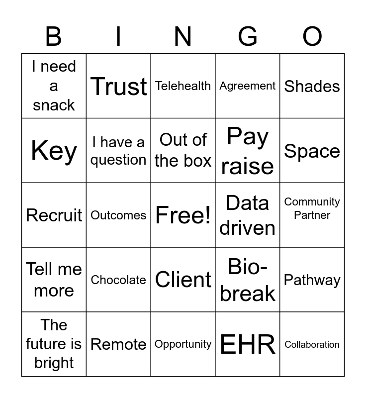 Buzzword Bingo! Bingo Card